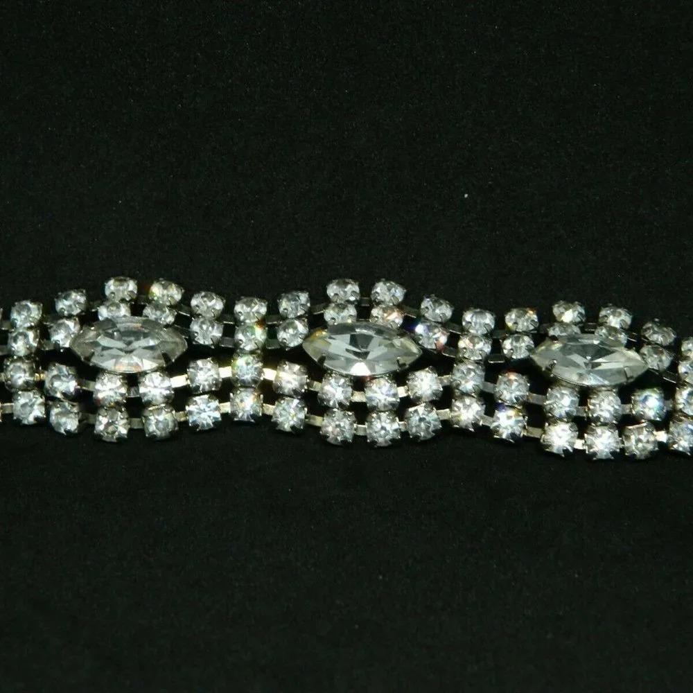 Art Deco Style Rhodium Silver Tone Clear CZ